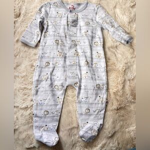 Easy Magnetic Close White and Gold Patterned Baby One Piece